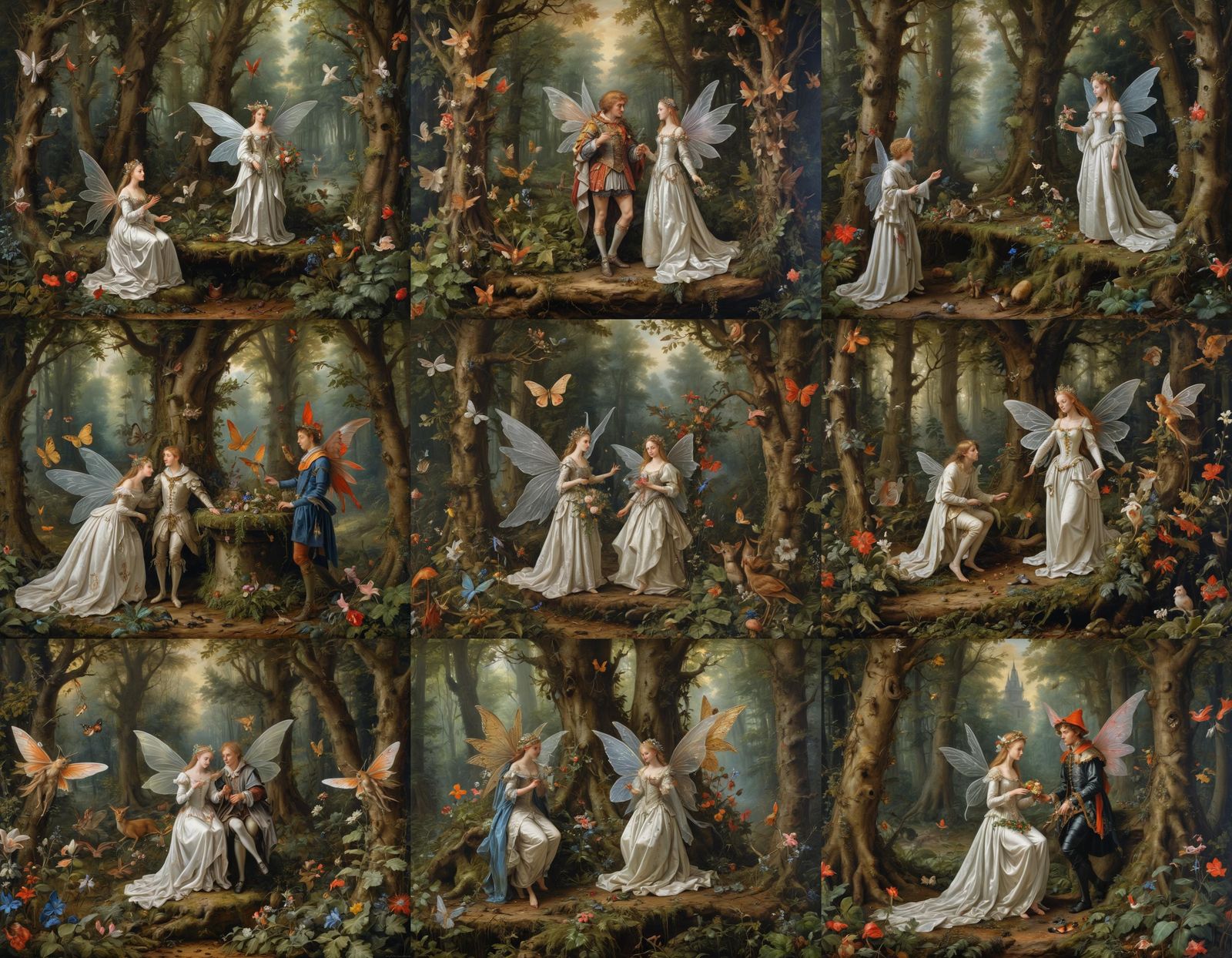 Mystical Forest Wedding of Winged Fairies in Symbolist Style