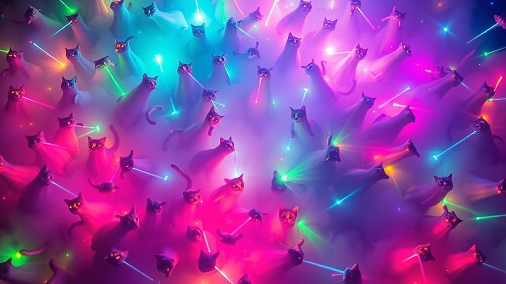 Mesmerizing Storm of Radiant Cats in Neon Harmony