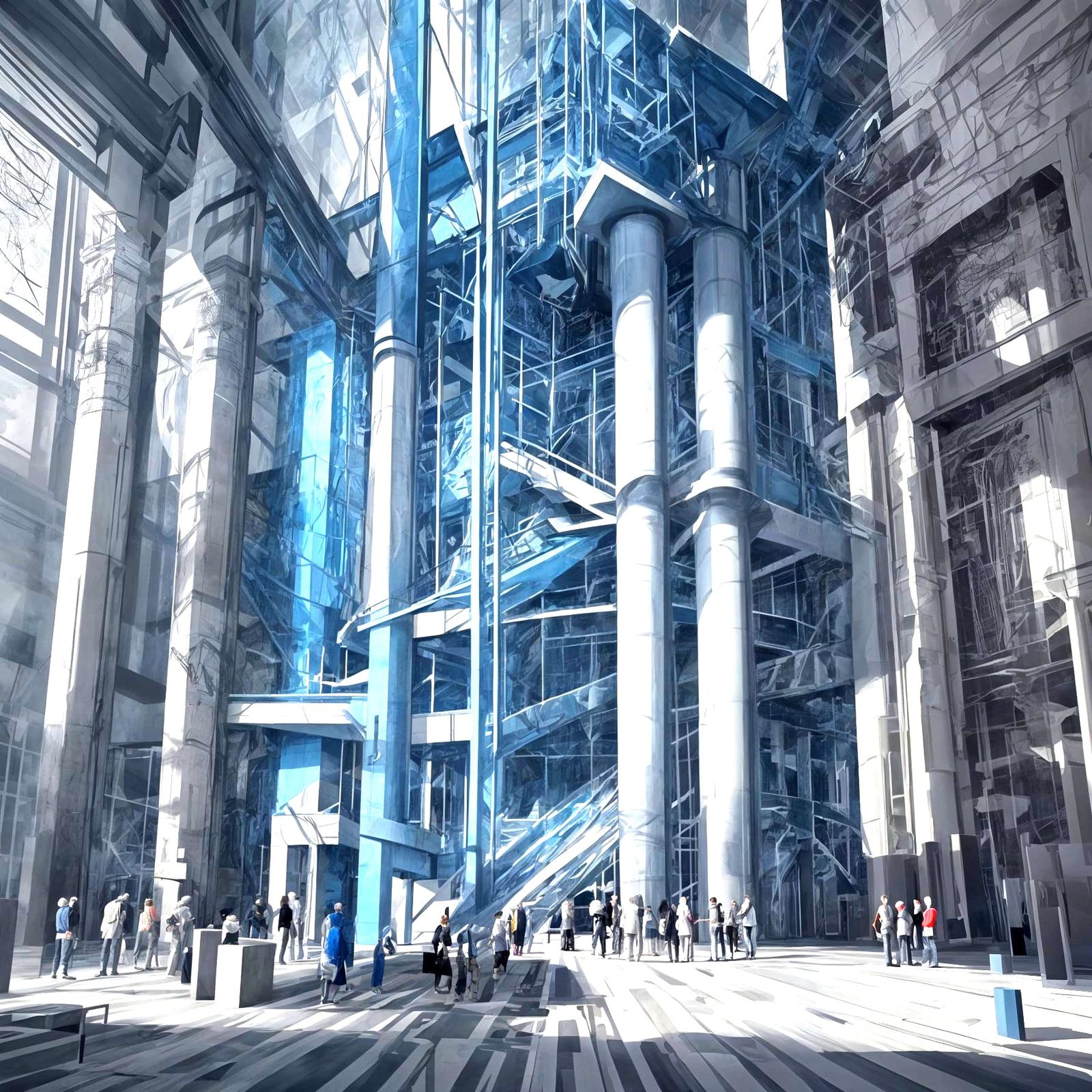 Abstract Architectural Blueprint in 40th Century Style