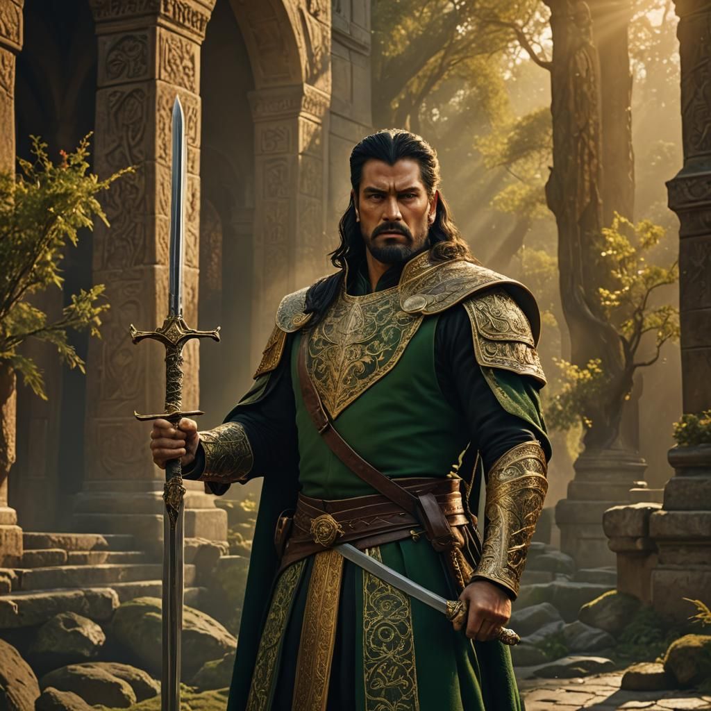 Majestic King with Sword: Fantasy Matte Painting