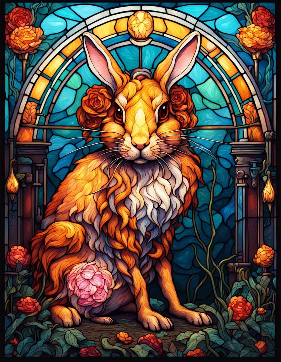 Stained Glass Rabbit Tarot Card Art