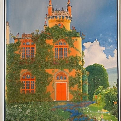 Thunderstorm at Romantic Castle in Hyperrealistic Style