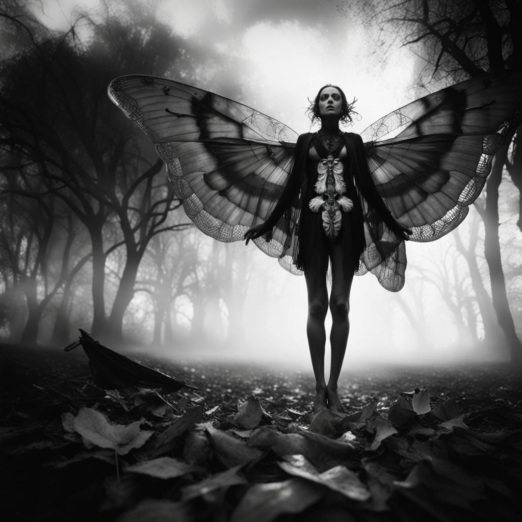 Steampunk Death Moth Apparition in Infrared Photography