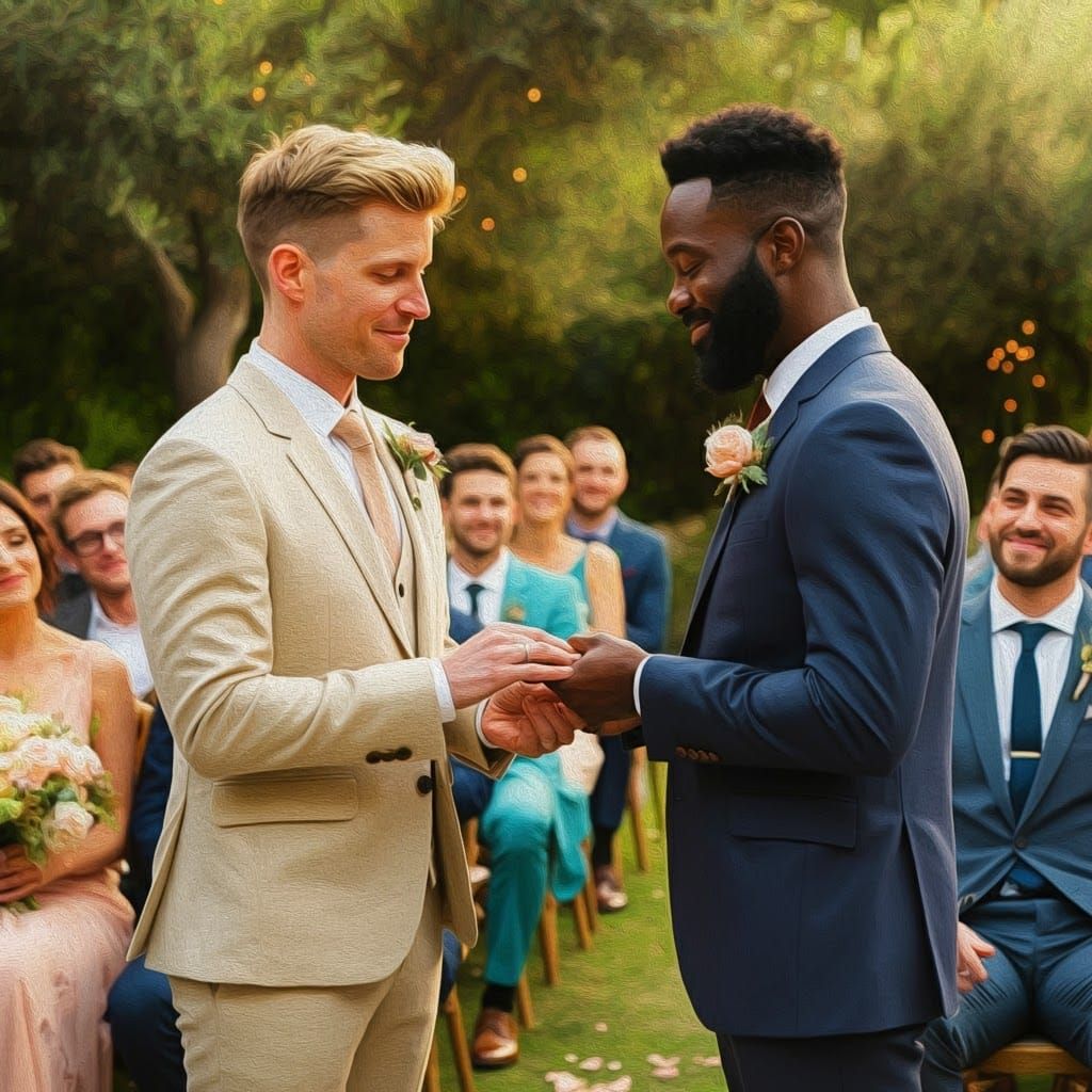 Gay Wedding Ceremony in Impressionist Style