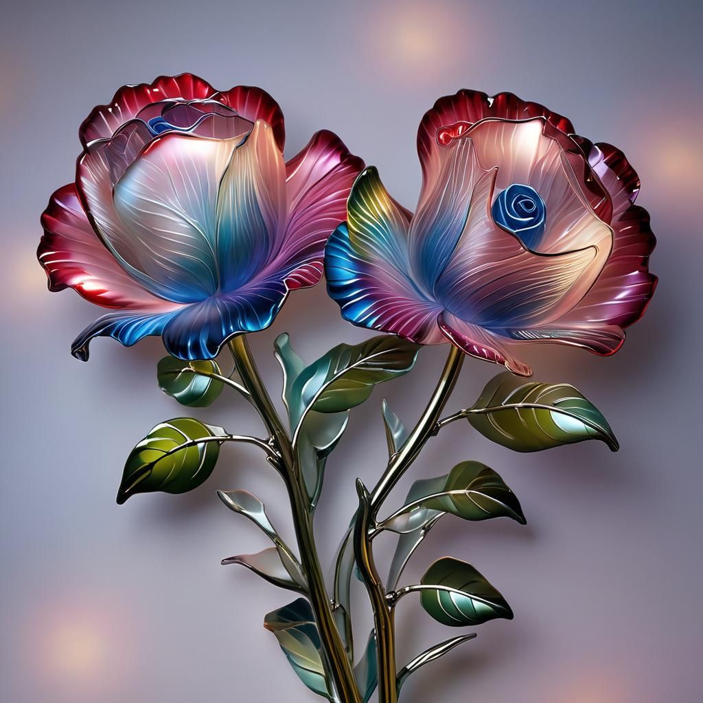 Exquisite Glass Roses Art in HDR