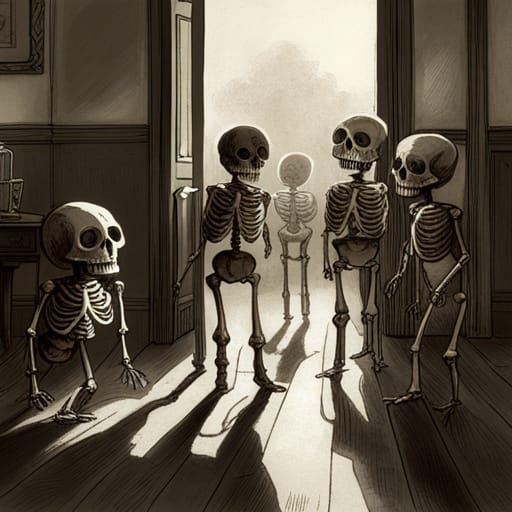 Skeleton Kindergarten: A Doré-esque Horror Scene
