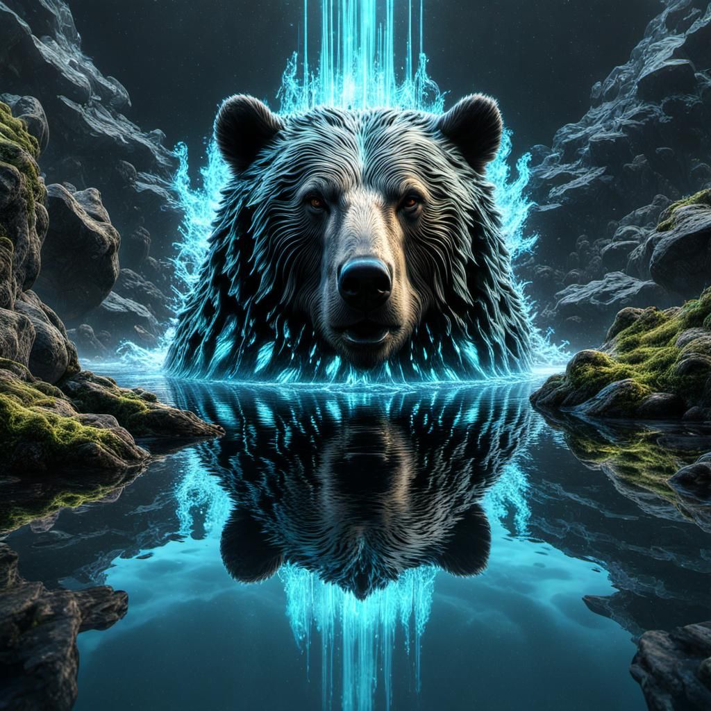 Demonic Robotic Cyborg Bear in Volcanic Hyperspace