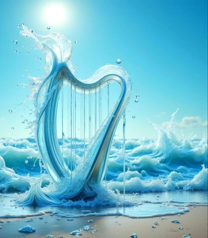 Mermaid Plays Water Harp on Stormy Beach