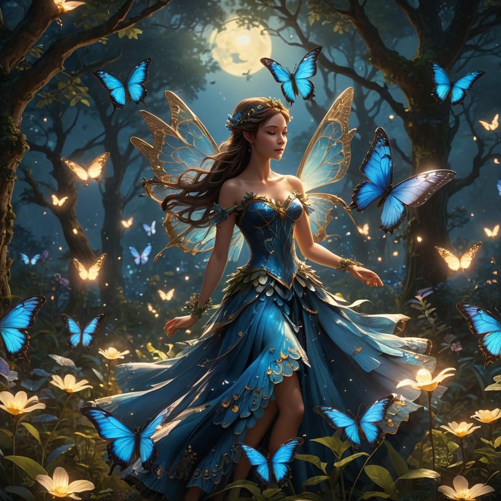 Moonlit Fairy in Enchanted Grove, Ghibli-esque