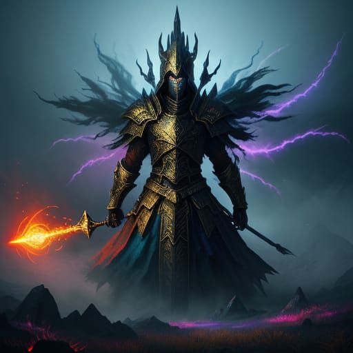 Spirits Clash in Mystical Realm: Dark Fantasy Art