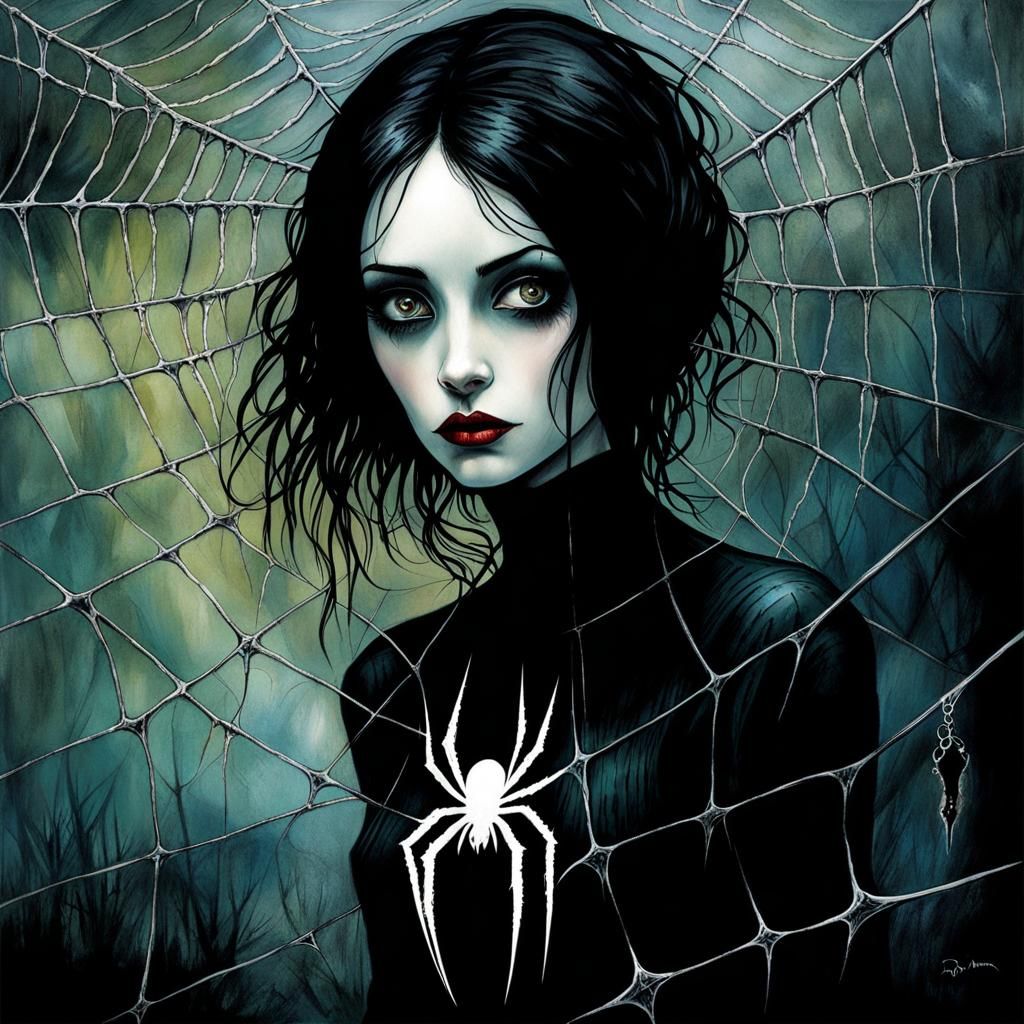 Goth Girl Trapped: A Dark Fantasy Watercolor