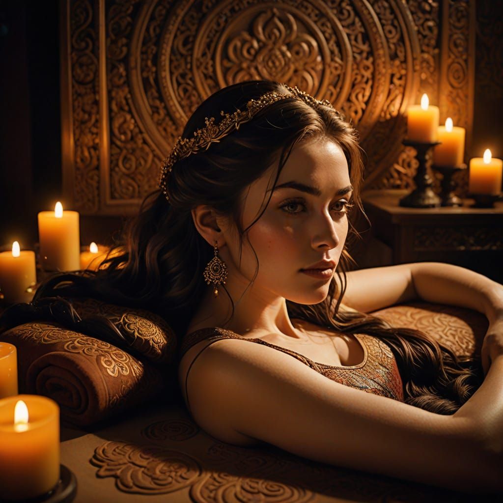 Ethereal Goddess on a Lavish Massage Table
