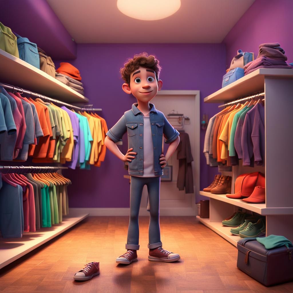 Frankie Jonas and His New Clothes: Pixar-Style 3D Art