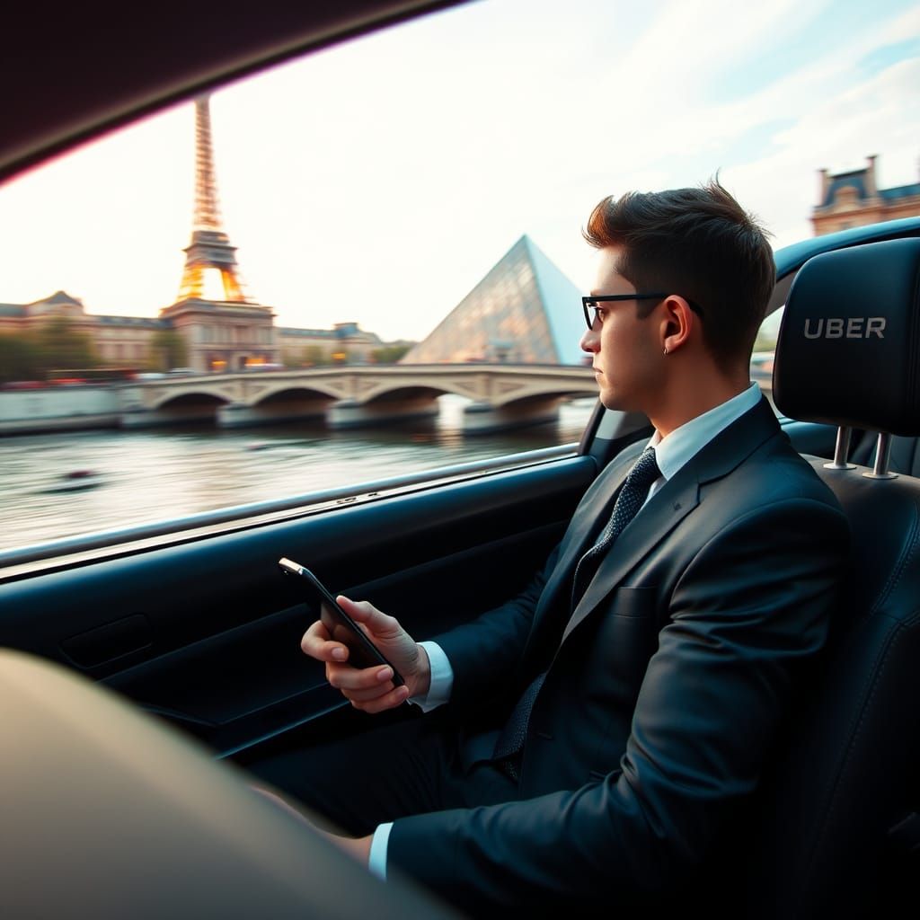 Parisian Taxi Ride: Hyperrealistic Cityscape