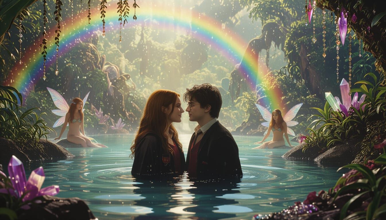 Harry and Ginny in Lush Oasis, Salvador Dali Style