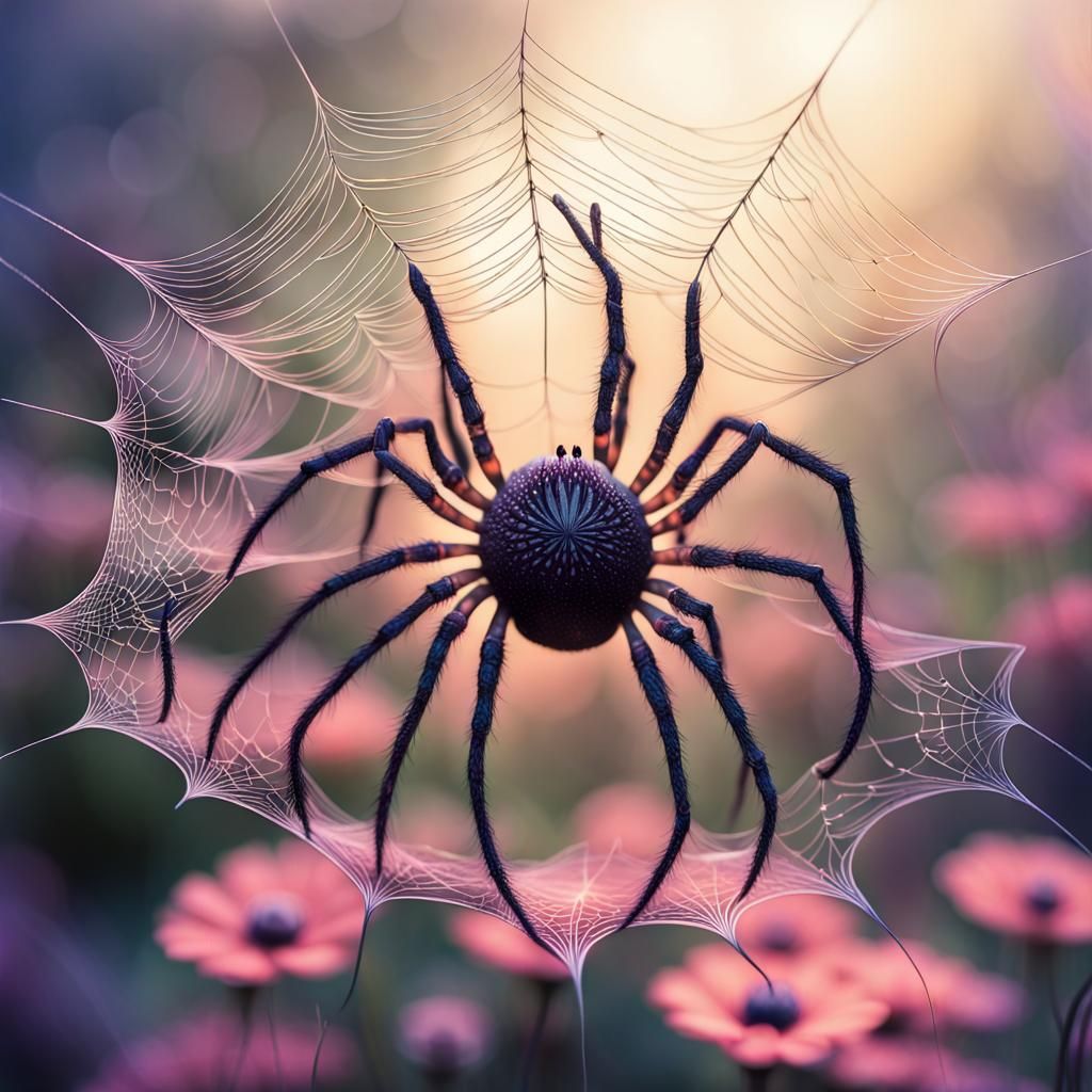 Futuristic Spider in Fractal City Garden