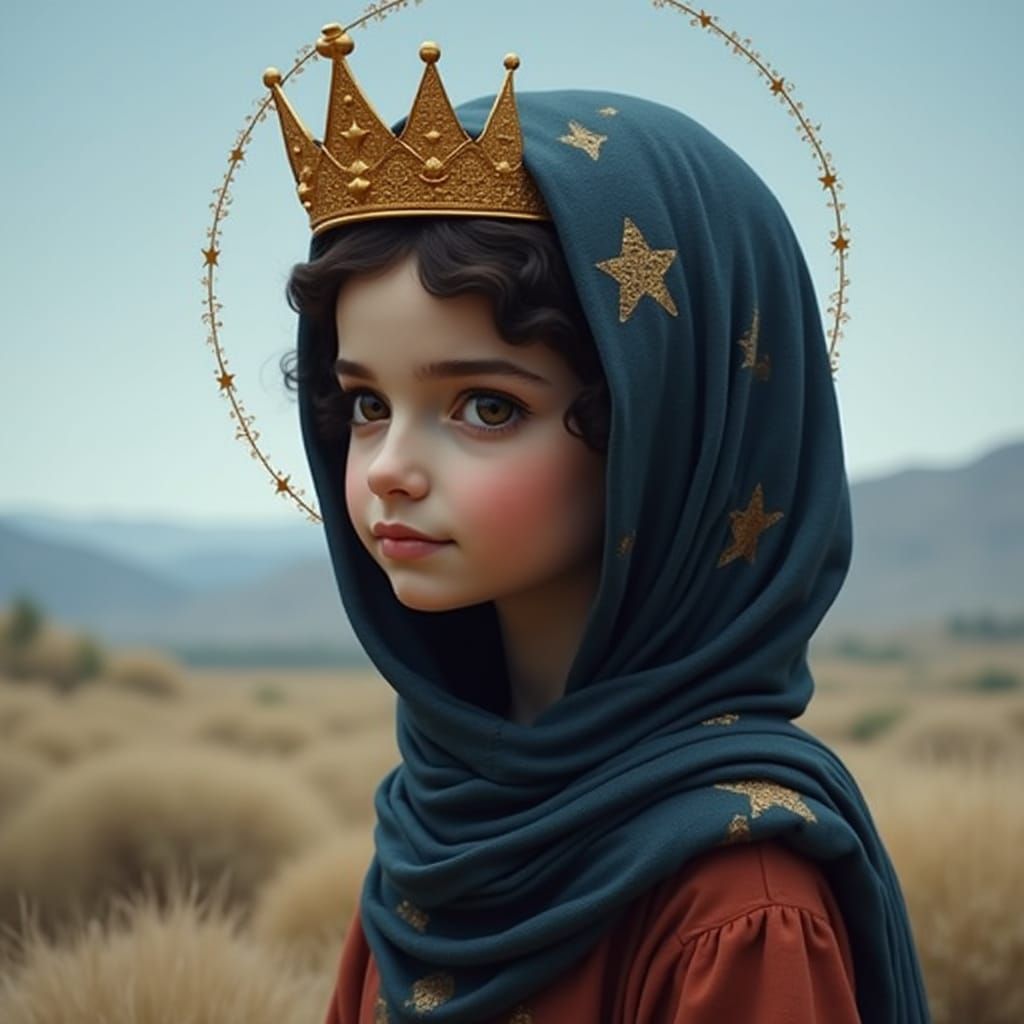 Heroic Saint with Golden Halo in Collage Illustration