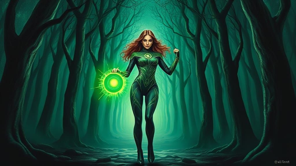 Green Lantern Heroine Illuminates Mystical Forest