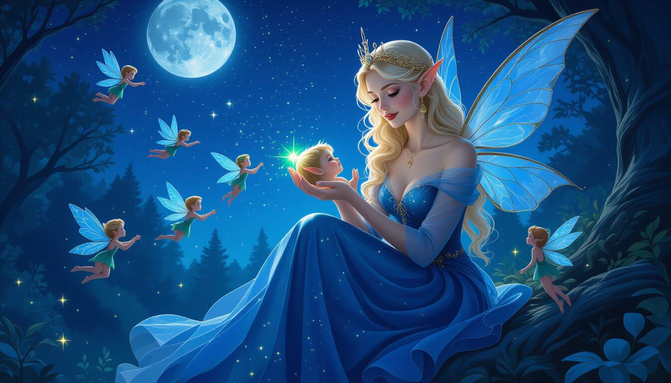 Elegant Fairy Queen in Mystical Forest