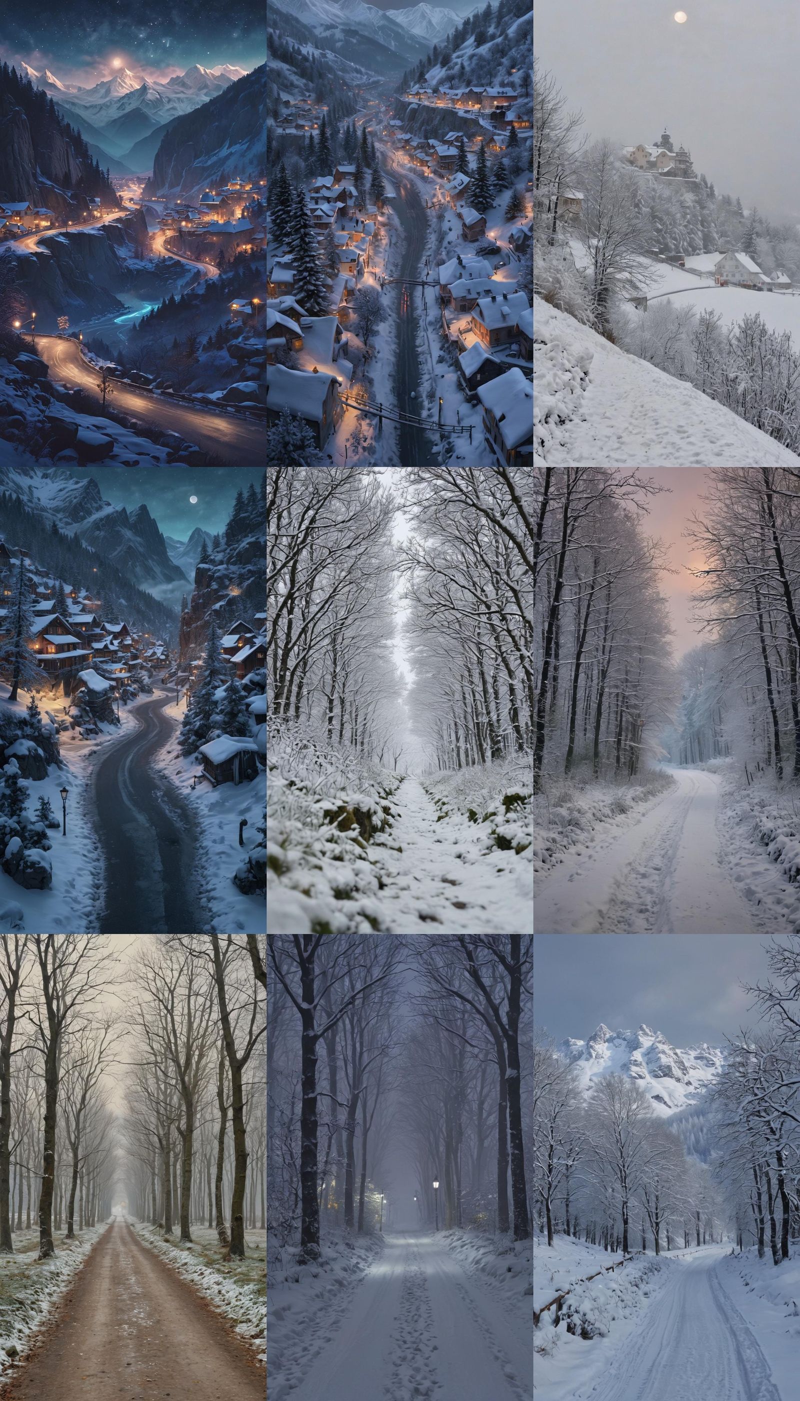 Ethereal Winter Night Landscape