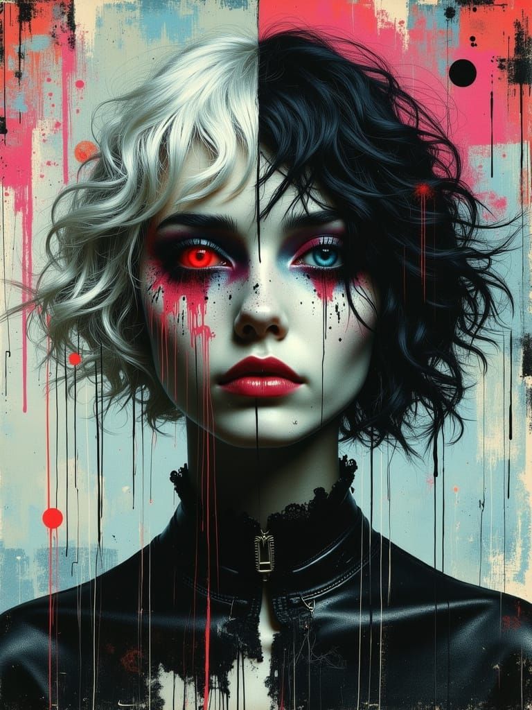 Gothic Surreal Portrait in Abstract Digital Art Style