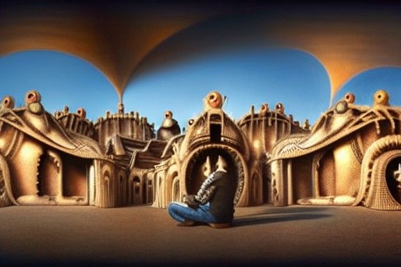 Eldritch Steampunk Town: Surreal and Intricate