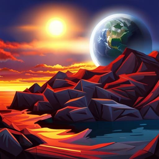 Vampire Under Moonlit Sky with Cosmic Flares