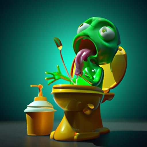 toilet monster eating a pickle