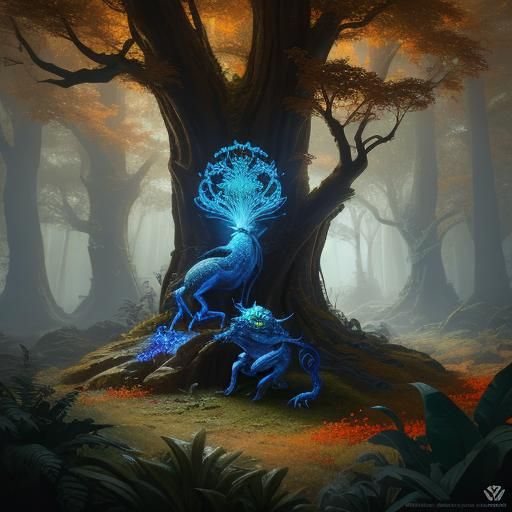 Dragon-Lego-Dog-Monkey Hybrid in Magical Woods
