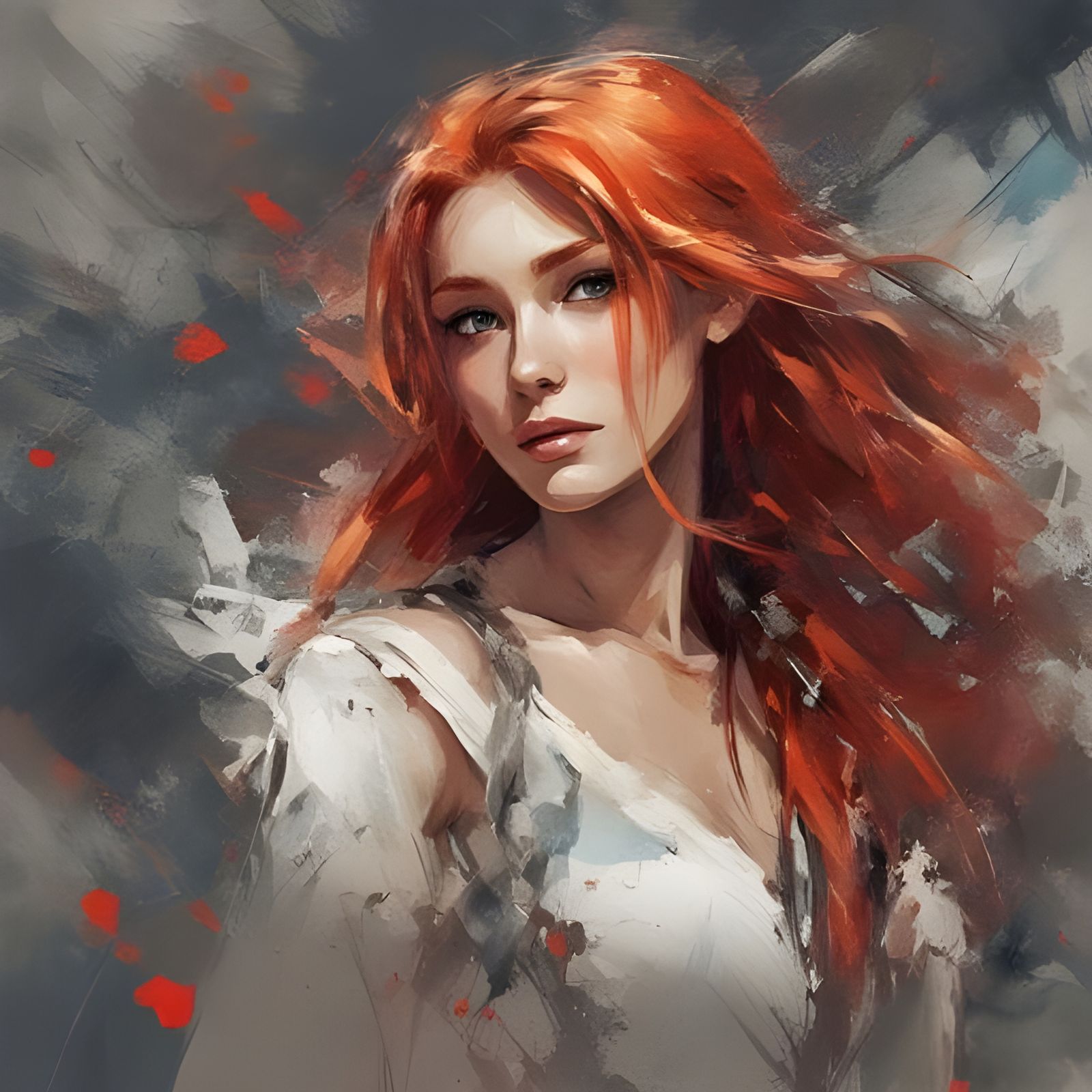 Beautiful Tatar Girl Portrait in Splash Art Style