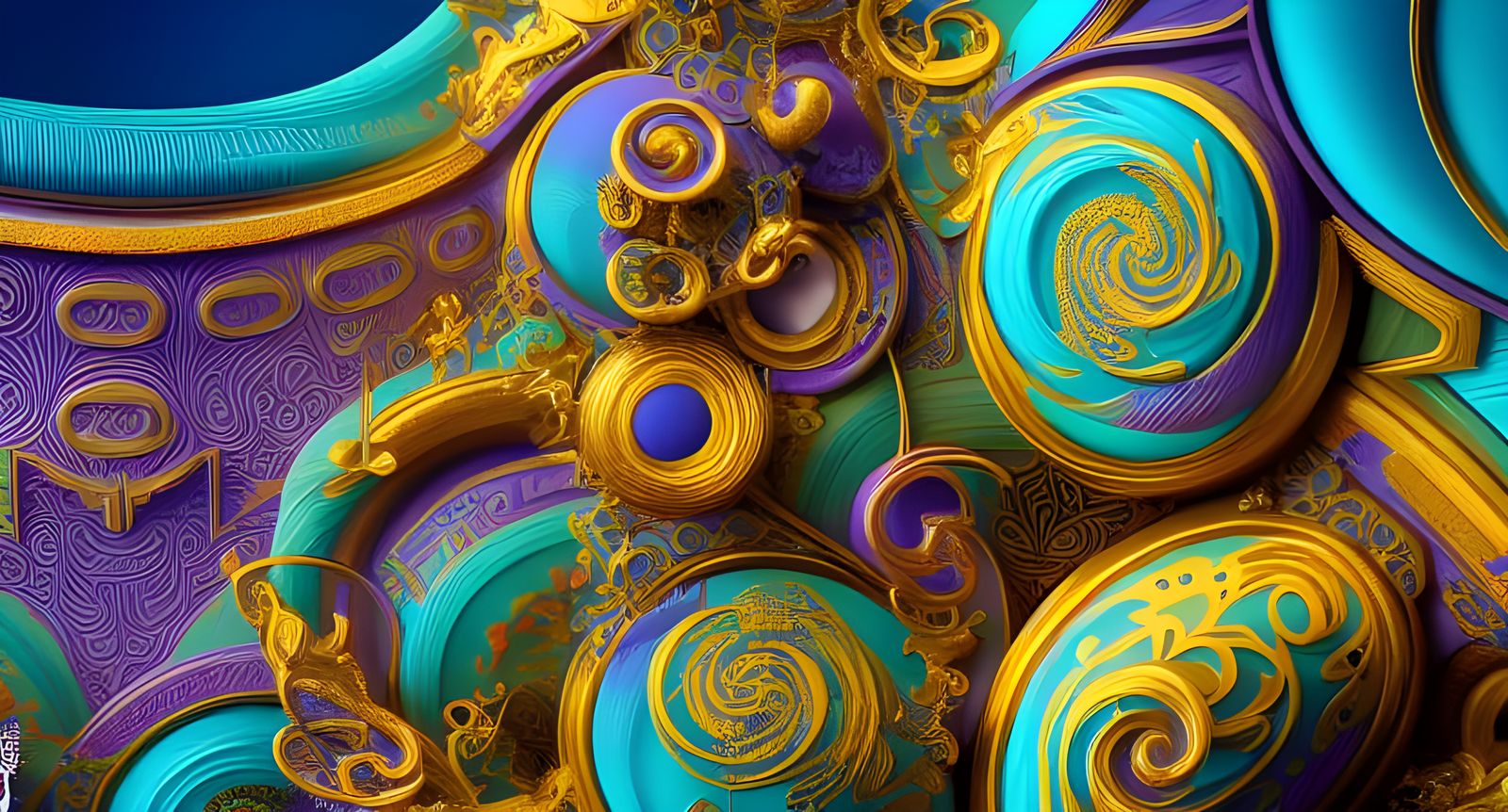 Abstract Ornament with Intricate Patterns and Deep Color