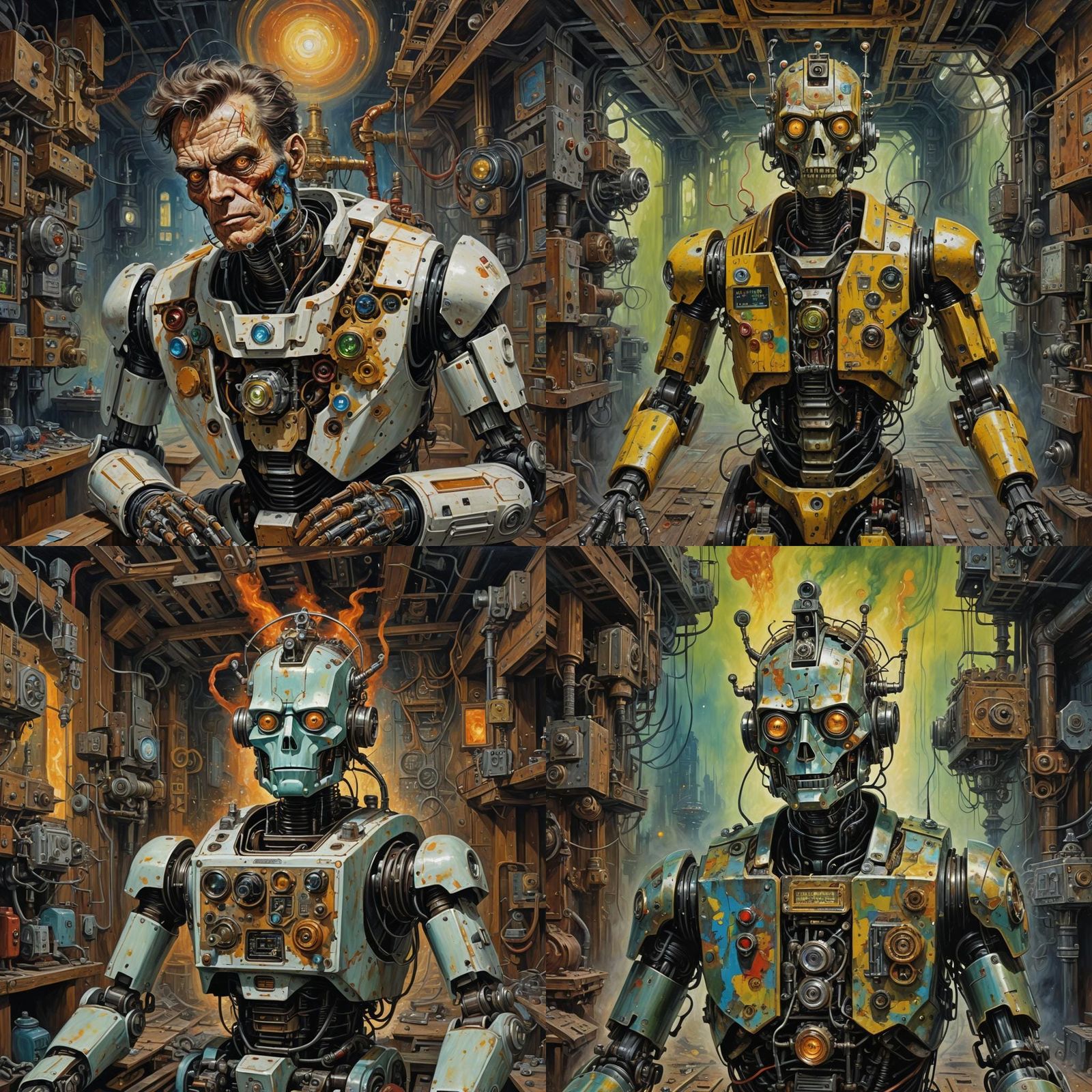 Robot's Psychedelic Trip: Oil Painting by Gurney