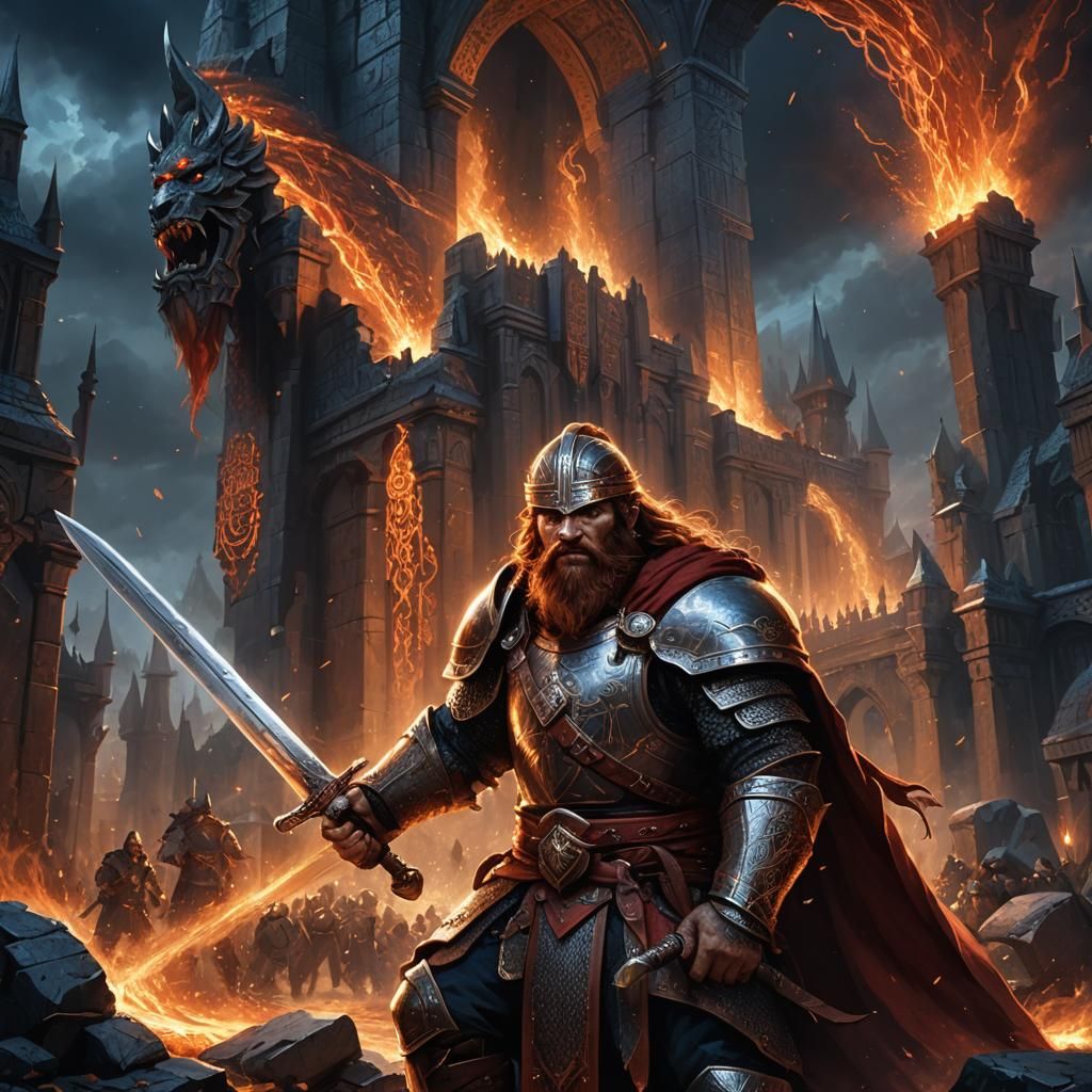 Dwarven Paladin with Longsword: Fantasy Concept Art