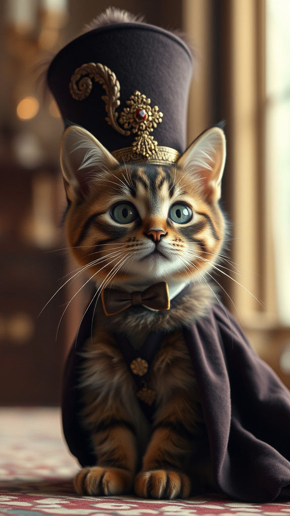 Aristocratic Chibi Cat in Elaborate Hat