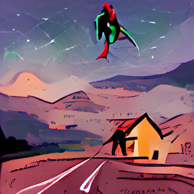 Solitary Figure in Twilight Landscape