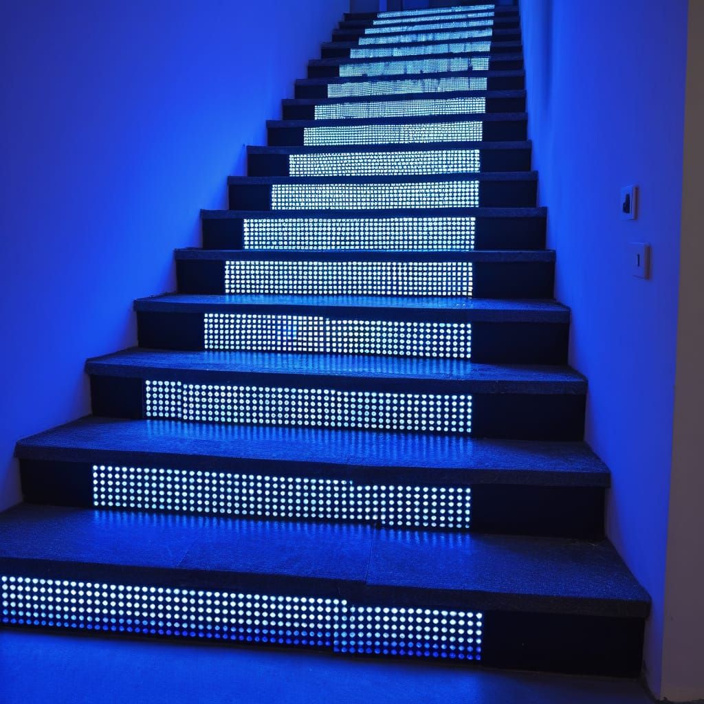 Glittering Disco Staircase at Night