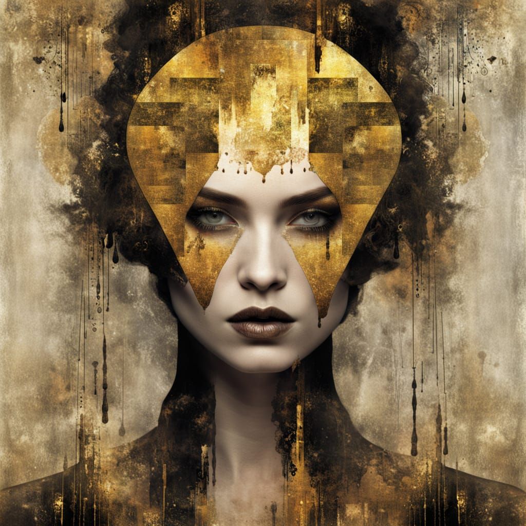 Surreal Portrait in a Klimt-Inspired Aesthetic