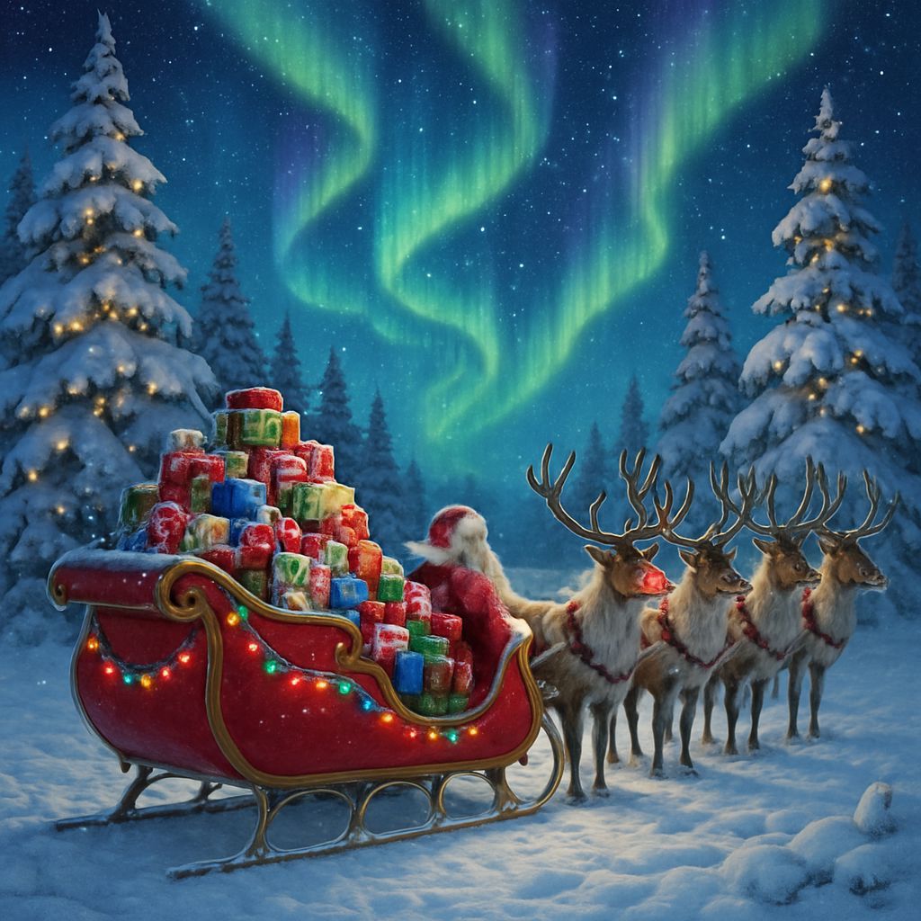 Santa's Sleigh Ready for Christmas Eve Flight in Lapland