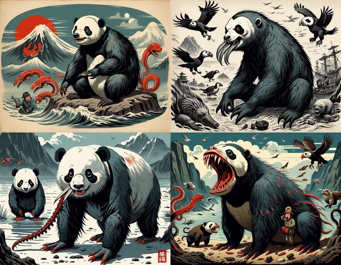 Grotesque Mutant Creature Inspired by Propaganda Art