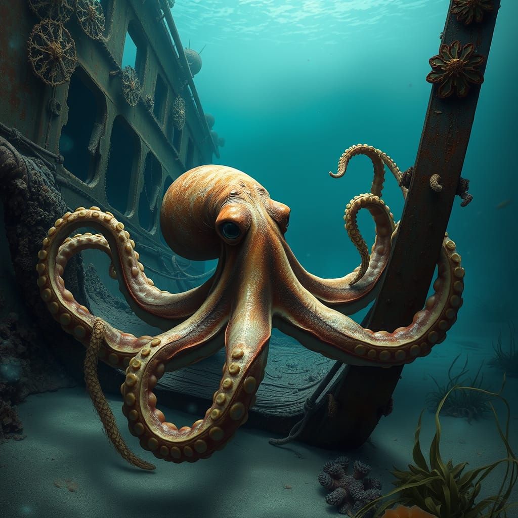 Octopus Explorer: Hyperrealistic Shipwreck Adventure