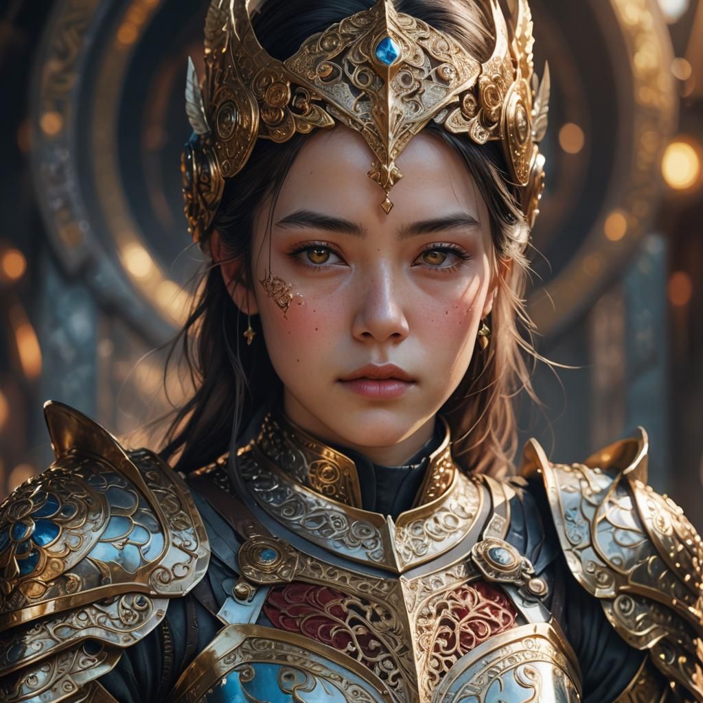 Hyper-Realistic Portrait of Maika in Armor