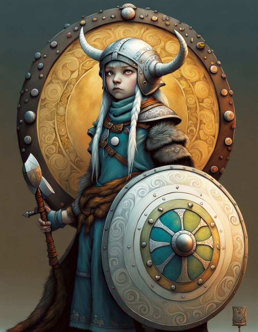 Whimsical Viking Shield Maiden