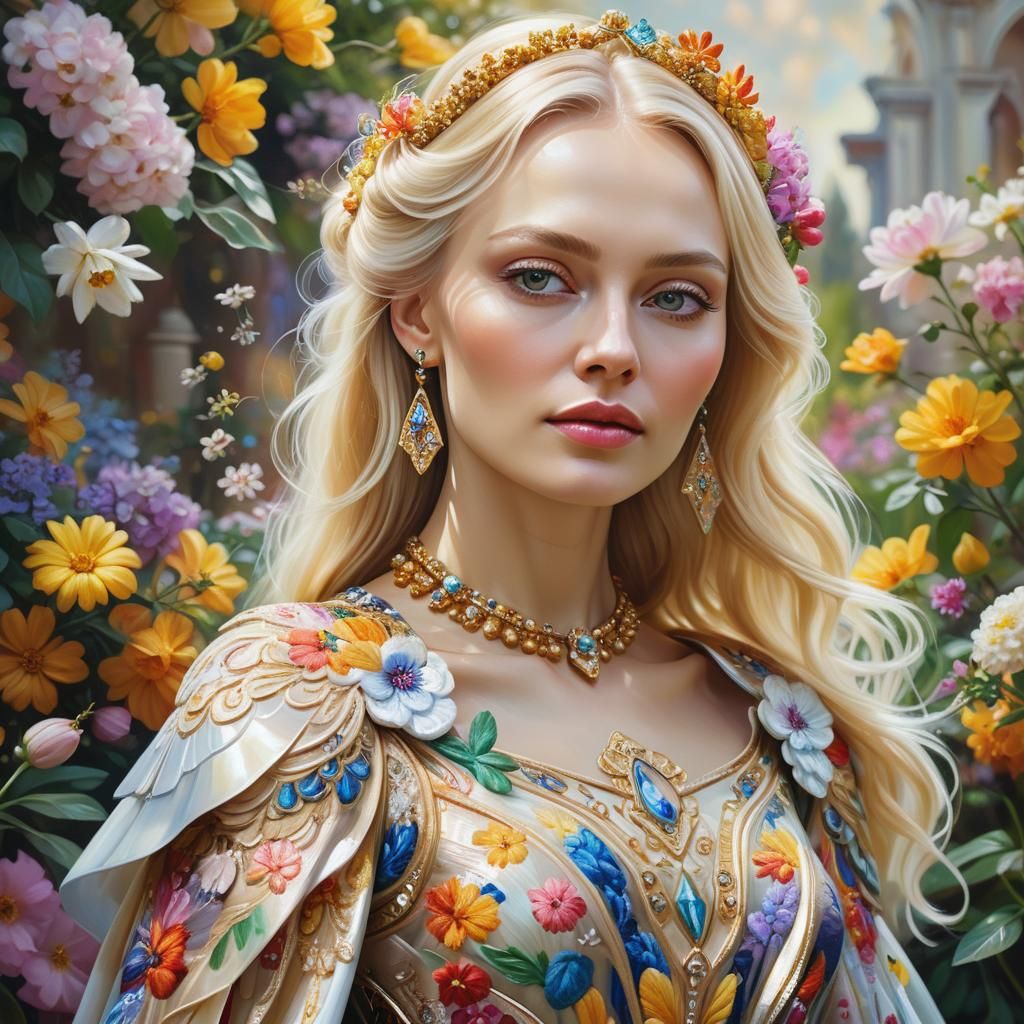 Futuristic Russian Goddess in Golden Light