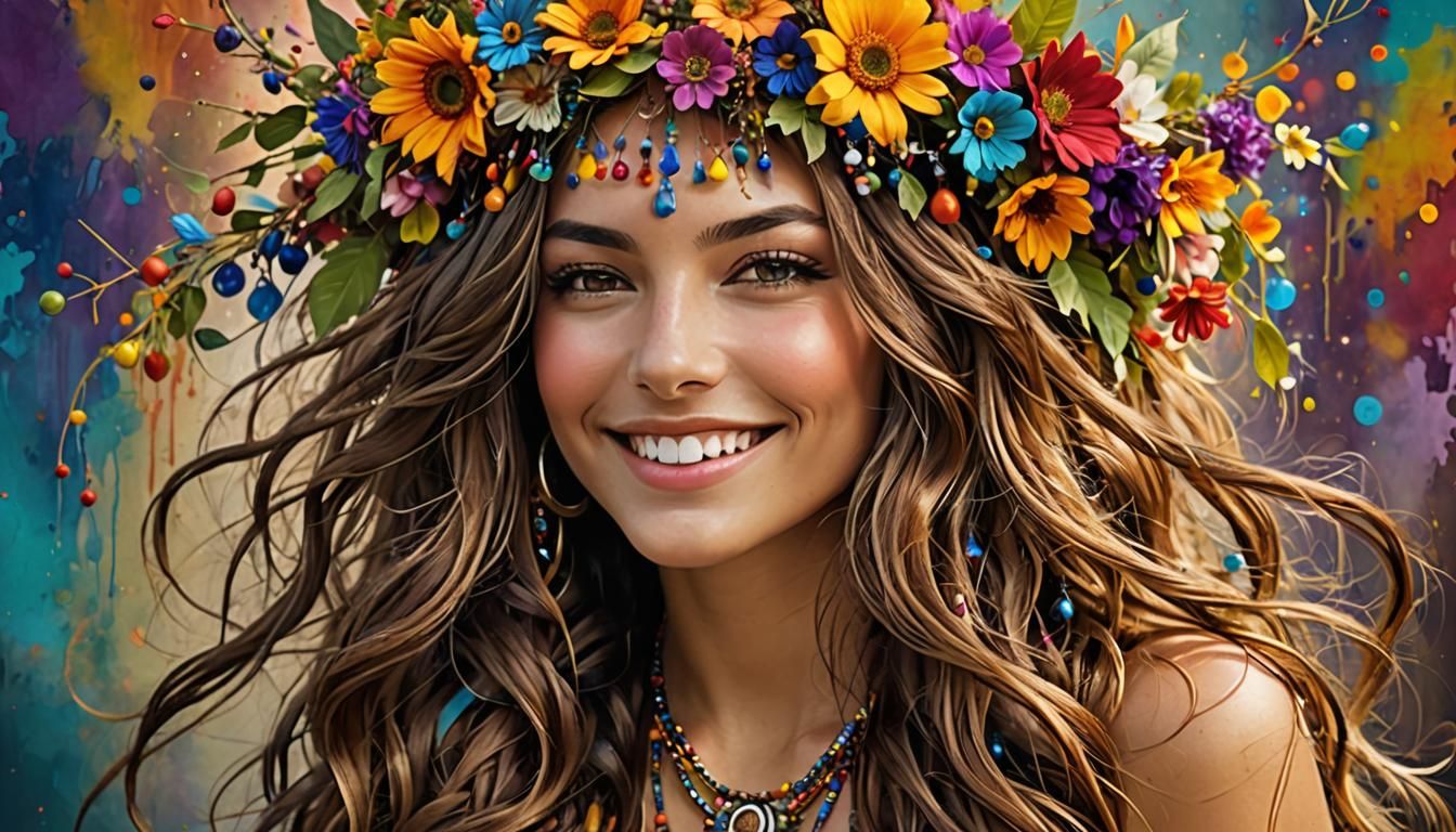 Bohemian Hippy Lady in Tonalist Style