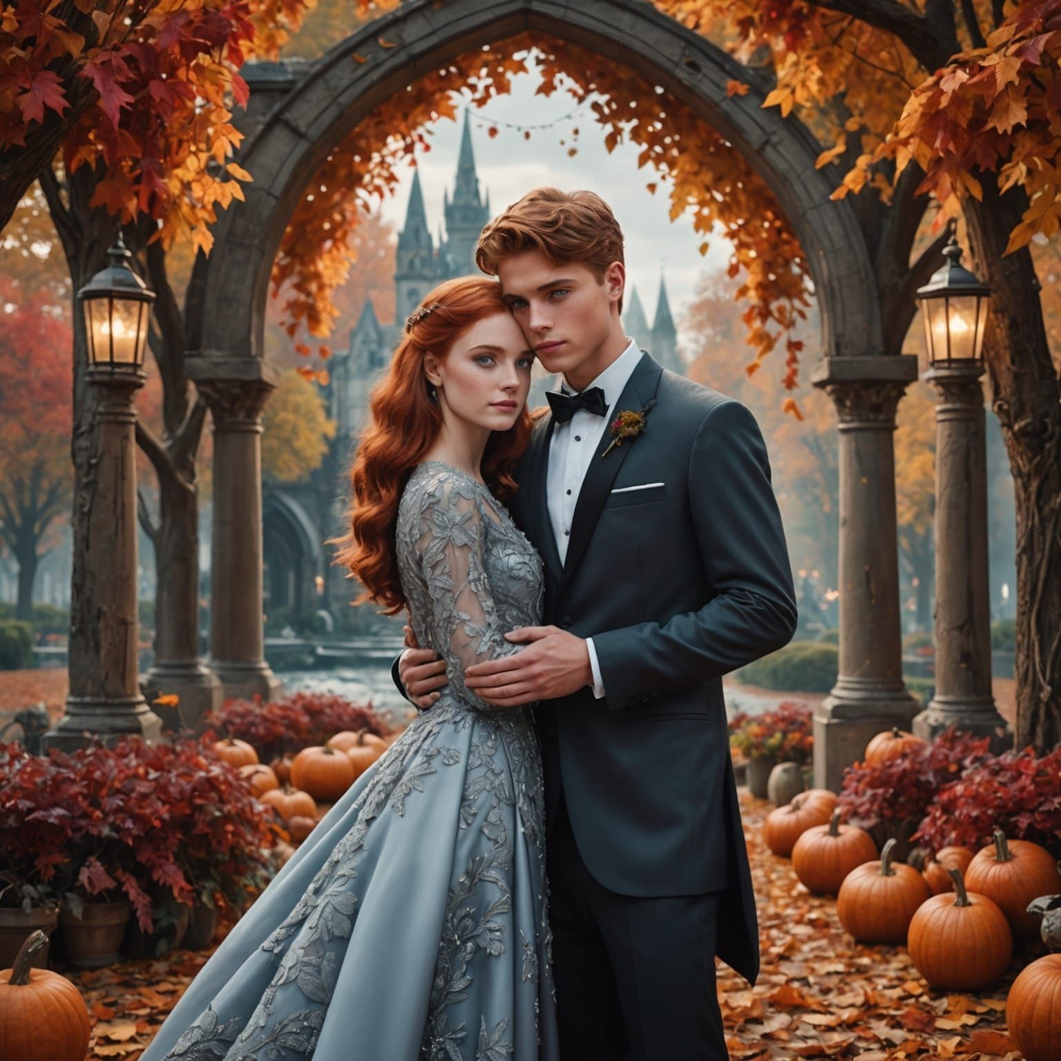 Teen Couple at Autumn Formal in Fantasy Style