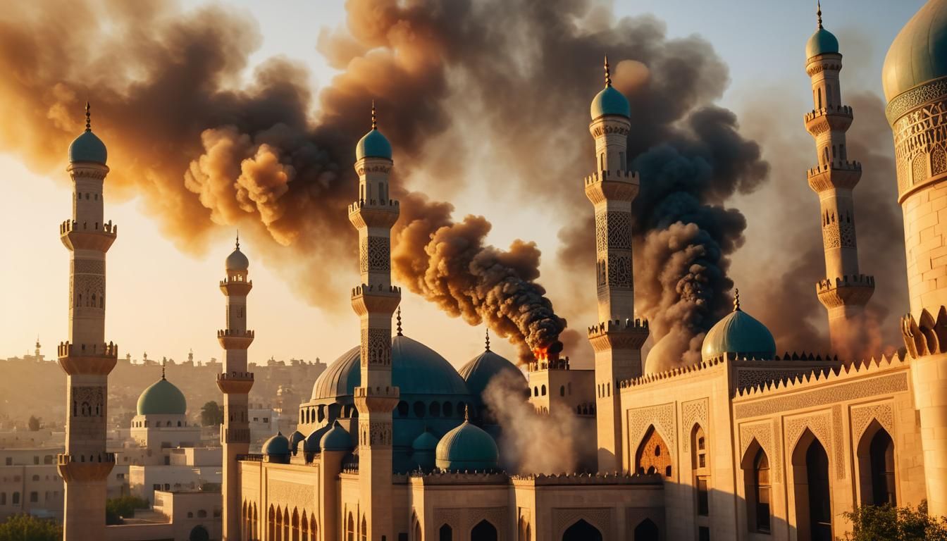 Mosque on Fire: Islamic Architecture in Golden Light