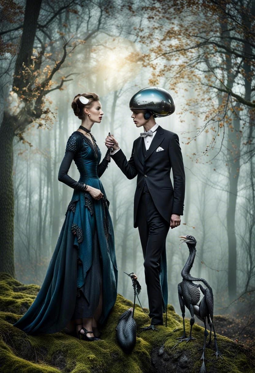 Surreal Alien Celebration in Exotic Restaurant