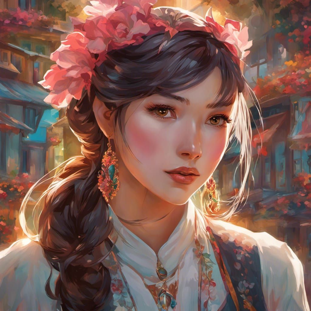 Anime Baker Girl Portrait in Graffiti Art Style