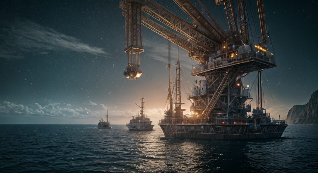 Alien Moon Settlement Construction with Mechanized Cranes