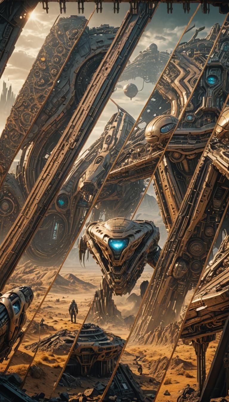 Futuristic Sci-Fi Landscape with Alien Industrial Ruins